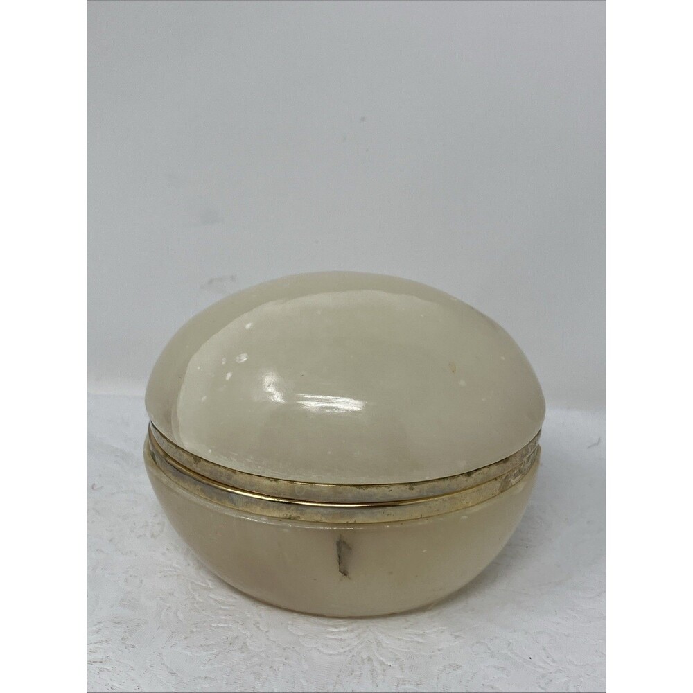 Italy Alabaster Hinged Trinket Box Baccerini Alabastri Portofino